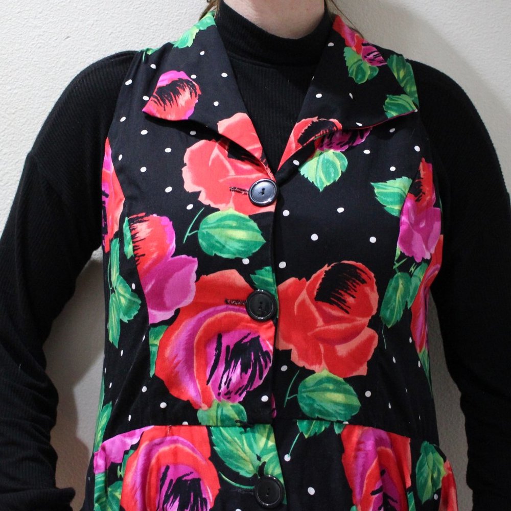 Vintage Jessica Howard by Mitchell Rodbell floral polka dot career dress - Picture 3 of 15